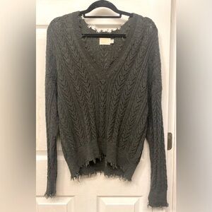 Nation LTD Noa Alpaca/Cotton Blend Sweater Size Small Gray Coastal Grandma